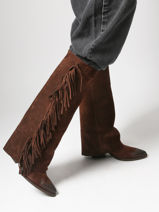 Bottes  Talon En Cuir The icona Marron women TX565-vue-porte