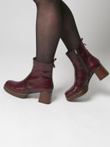 Heeled Boots Cristel In Leather Dorking Red women D9157-vue-porte