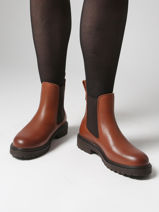 Chelsea Boots In Leather Tommy hilfiger Brown women 8766BDS-vue-porte