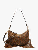 Sac Port paule Lune Franges Cuir Nat et nin Marron vintage FRA