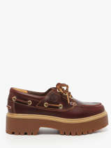 Chaussure Bateau Compens�e Stone Street En Cuir Timberland Marron women 2QDMD571