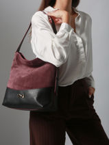 Suede Leather Serena Shoulder Bag Nathan baume Violet vogue 6-vue-porte