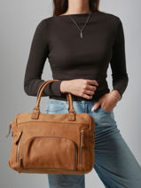 Shopping Bag Vintage Leather Nat et nin Brown vintage MACY-vue-porte