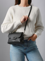 Sac Bandoulire City Flore Cuir Lancaster Noir pur & element city 48-vue-porte