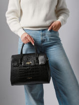 Handbag Exo Leather Lancaster Black exo 85-vue-porte