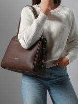 Sac Port� �paule Mademoiselle Romy Cuir Lancaster Marron mademoiselle romy 106-vue-porte