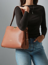 Shoulder Bag Mademoiselle Romy Leather Lancaster Brown mademoiselle romy 106-vue-porte