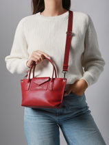 Shoulder Bag Maya Leather Lancaster Red maya 88-vue-porte
