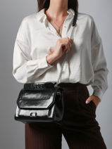 Medium Ninon Crossbody Bag In Naplack Leather Lancel Black ninon A13767-vue-porte