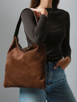 Sac Port paule Folk Lady Cuir Gerard darel Marron folk lady DCS91407-vue-porte