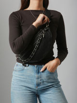 Belt Bag Vintage Leather Mila louise Black vintage 23689EX-vue-porte