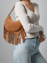 Shoulder Bag Velvet Milano Brown velvet VE25064-vue-porte