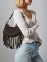 Shoulder Bag Velvet Milano Brown velvet VE25064-vue-porte