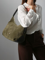 Suede Leather Carrie Shoulder Bag Nathan baume Green vogue 1-vue-porte