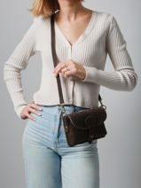 Sac Bandoulire Velvet Milano Marron velvet VE260612-vue-porte