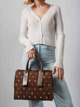 A4 Size Satchel Stud David jones Brown stud CM7868-vue-porte