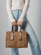 Sac Port Main A4 Stud David jones Marron stud CM7868-vue-porte