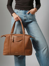 Sac Port� �paule Vintage Cuir Nat et nin Marron vintage THYLANE-vue-porte