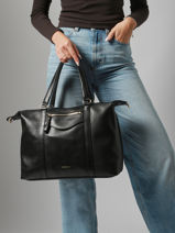 Sac Port� �paule Vintage Cuir Nat et nin Noir vintage THYLANE-vue-porte