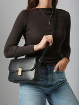 Medium Leather Alice Crossbody Bag Nat et nin Black vintage M-vue-porte