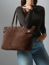 Leather Marceau Tote Bag Nat et nin Brown vintage MARCEAU-vue-porte