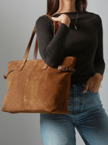 Leather Marceau Tote Bag Nat et nin Brown vintage MARCEAU-vue-porte