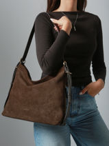 Suede Moreen Shoulder Bag Nat et nin Brown vintage MOREEN-vue-porte
