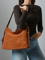 Suede Moreen Shoulder Bag Nat et nin Brown vintage MOREEN-vue-porte