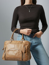 Shopping Bag Vintage Leather Nat et nin Beige vintage MACY-vue-porte