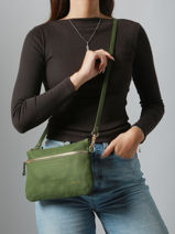 Leather Vicky Crossbody Bag Nat et nin Green vintage VICKY-vue-porte