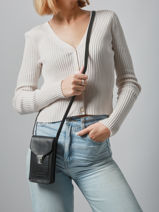 Leather Phone Bag Paul marius Black vintage TELEPHON-vue-porte