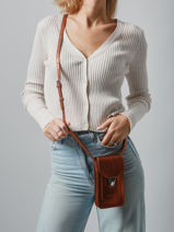 Leather Phone Bag Ginger Paul marius Brown ginger TELEPGIN-vue-porte