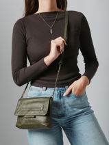 Shoulder Bag Felizia Leather Pieces Green felizia 17116820-vue-porte
