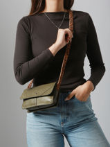 Shoulder Bag June Leather Pieces Green june 17160060-vue-porte