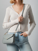 Sac Bandouli�re Saffiano David jones Gris saffiano 5-vue-porte