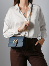 Sac Bandouli�re Love Bag Icon Cuir Pinko Bleu love bag icon A0F1-vue-porte