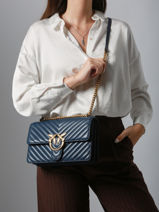 Sac Bandoulire Love Bag Quilt Cuir Pinko Bleu love bag quilt A0GK-vue-porte