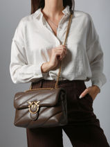 Sac Bandoulire Love Bag Puff Cuir Pinko Marron love bag puff A0F2-vue-porte
