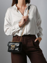 Leather Love Baby Puff Crossbody Bag Pinko Black love bag puff A0F2-vue-porte