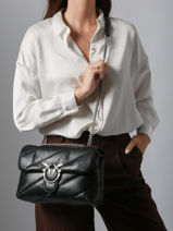 Sac Bandouli�re Love Bag Puff Cuir Pinko Noir love bag puff A0F2-vue-porte