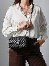 Crossbody Bag Love Bag Quilt Leather Pinko Black love bag quilt A0GK-vue-porte
