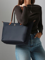 Sac Port paule A4 Popette Nylon Tommy hilfiger Bleu popette AW17711-vue-porte