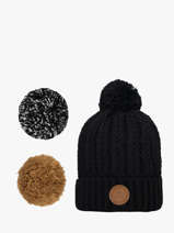Hat With Removable Pompom Cabaia Black hats MOSCOWMU