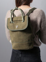 Backpack Le voyage en panier Green velours AHP241-vue-porte