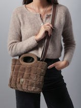 Shoulder Bag Quadri Le voyage en panier Brown quadri AHP271-vue-porte