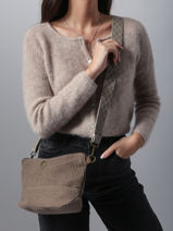 Sac Bandoulire Velours Le voyage en panier Marron velours AHP239-vue-porte