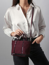 Sac Bandoulire Baby Cabas Paillettes Vanessa bruno Rouge cabas 1V40410-vue-porte