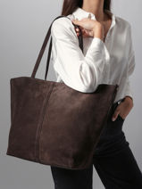 Shoulder Bag Cabas Leather Vanessa bruno Brown cabas 29V40873-vue-porte