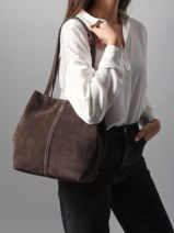 Shoulder Bag Cabas Leather Vanessa bruno Brown cabas 29V40874-vue-porte