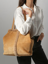 Shoulder Bag Cabas Leather Vanessa bruno Brown cabas 10V40873-vue-porte